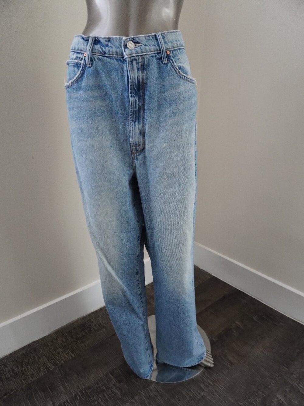 MOTHER Superior High Waisted Tunnel Vision Sneak Jeans Wide Leg Size 34